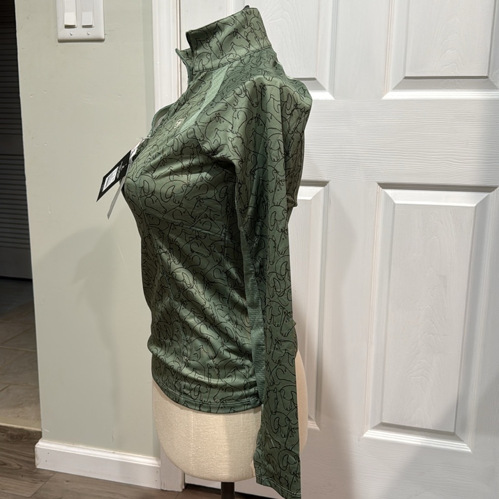 Ariat Women's Olive Green Quarter-Zip Performance Top - Picture 4 of 7